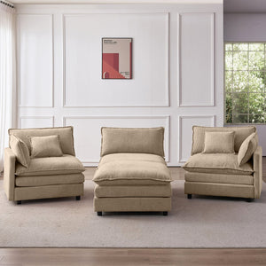 English Elm 105" L-shaped Chenille Sectional with Ottoman Pocket Spring Living Room Sofa Coffee W1097S00227