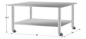 English Elm 48''*24'' Stainless Steel Commercial Prep Table with Casters and Open Under Shelf W3167P303184