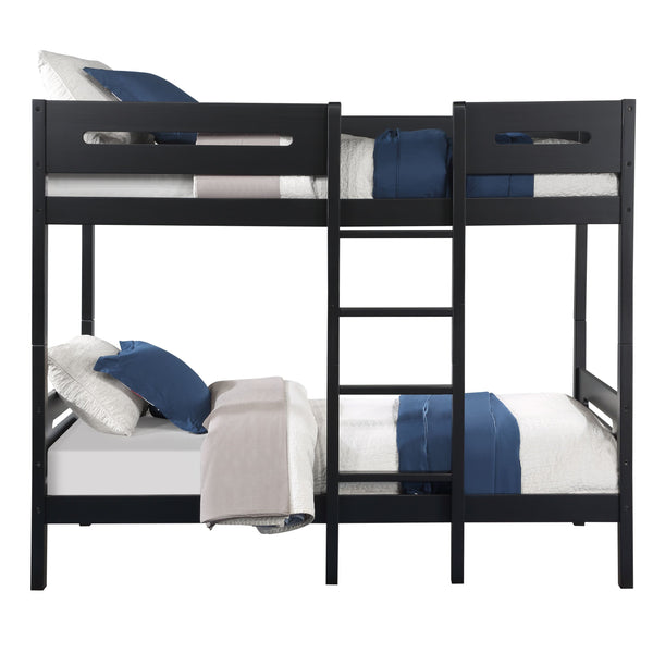 English Elm Black Twin/Twin Bunk Bed with Ladder — 14+14 Slat Support, Easy Knock-Down Assembly, Durable Black Finish B062S00576