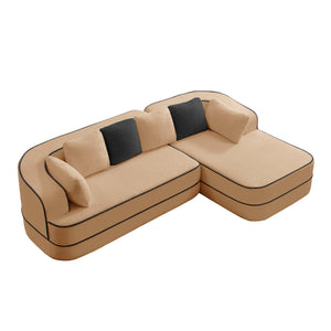 English Elm 106" Teddy Fabric L-Shaped Sofa - Plush, No Assembly, Contrast Color, Cozy Couch For Modern Living Room W714S01417