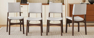 English Elm Upholstered Stackable Dining Chairs Linen Fabric Rubberwood Frame Rustic Set of 2 Walnut N752P327192D