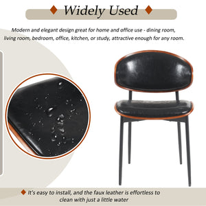 English Elm Mid-Century Dining Chairs Set Of 2 – Stylish Bentwood & Pu Leather, Matte Metal Legs, Easy Assembly! N842P290053B