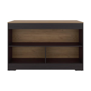 English Elm Worland,kitchen Island with Open Shelving and Wenge Finish for Modern Prep Spaces B128S00241