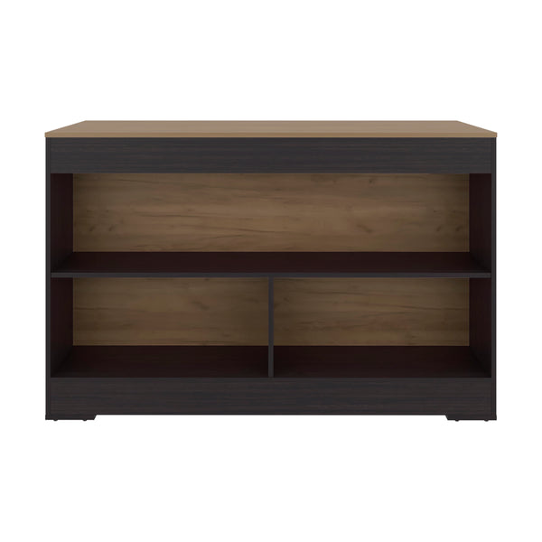 English Elm Worland,kitchen Island with Open Shelving and Wenge Finish for Modern Prep Spaces B128S00241
