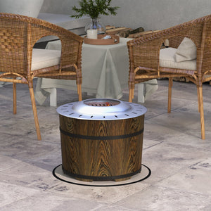 English Elm Outsunny Barrel Wood Burning Fire Pit Low Smoke Secondary Combustion Backyard Patio Portable Brown W2225P174288