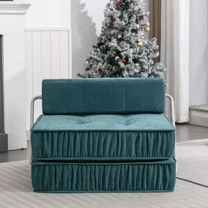 English Elm Green Chenille Floor Sofa Convertible Futon Chair with Modular Sleeping Support Green W3612P376637