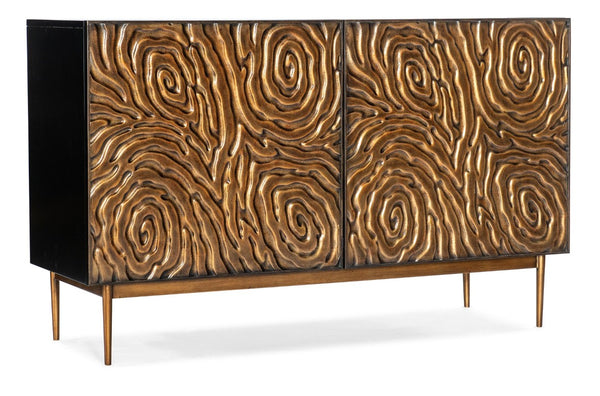 Hooker Furniture Melange Bronze Swirled Two-Door Credenza With Soft-Close Doors, Media-Ready Storage & Sculptural Legs 628-50216-15