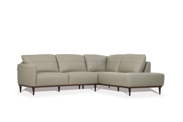 English Elm Tampa Italian Top Grain Leather Sectional with Walnut Legs and Channel Stitching B2726S00588