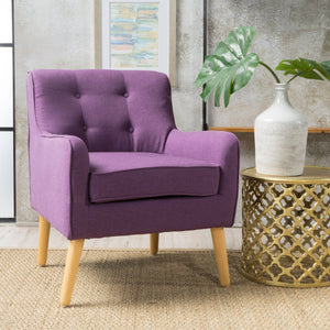 English Elm Arm Chair Tufted Mid-century Accent Seat with Rubberwood Legs for Living Room 60015.00PUR