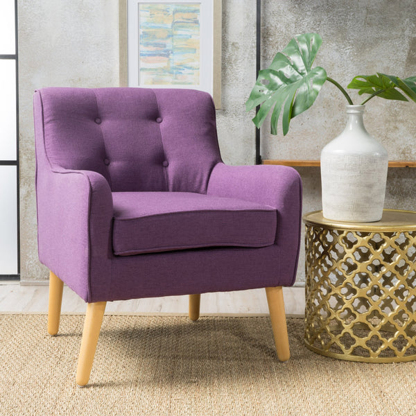 English Elm Arm Chair Tufted Mid-century Accent Seat with Rubberwood Legs for Living Room 60015.00PUR