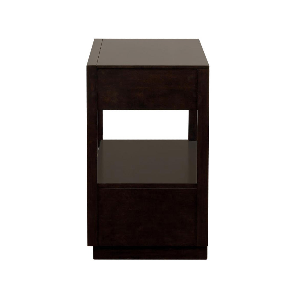 English Elm 2 Chic Two-Drawer Nightstand with Sparkling Acrylic Panels and Faceted Crystal Hardware for Glam Bedrooms Dark Brown B016P255632