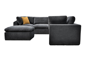 English Elm Coffee Bean Textured Modular Sectional Sofa Low Profile Contemporary Living Room Dark Gray B2748S00081