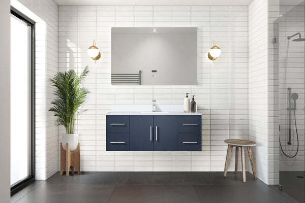 English Elm Navy Bath Vanity 48"W x 22"D with Cultured Marble Top, Solid Wood, Soft-Close Drawers, Storage B2731P258653