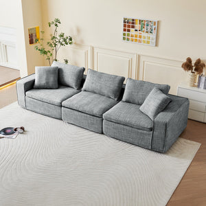English Elm Cloud Couch Modular 4 Seater Sofa with Washable Linen and Pocket Spring Cushions Dark Gray W1765S00142