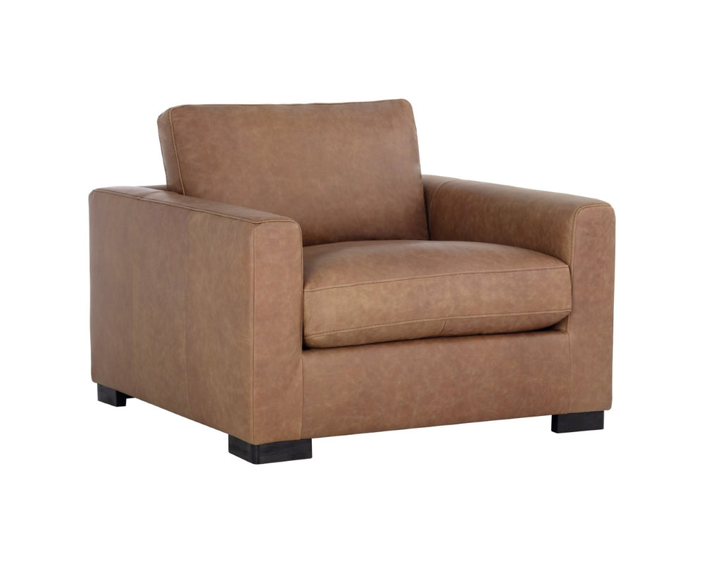 Sunpan BAYLOR Armchair - Luxurious Marseille Camel Leather, Classic Design with Modern Comfort & Style 106945