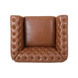 Christopher Knight Home® - Noble House - Silverdale Traditional Chesterfield Club Chair, Cognac Brown and Dark Brown