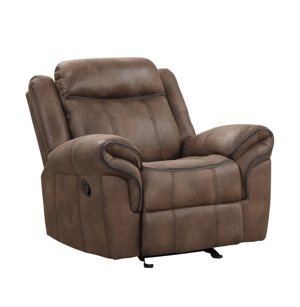 English Elm Transitional Multi-Function Glider Recliner with Channel Back, Cup Holders, Hidden Storage, Upholstered Comfort Brown 41 L x 31 W x 26 H B2741P385169