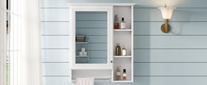 English Elm 3-in-1 Matte Medicine Cabinet Wall Mounted Mirror with Towel Bar and Storage Shelf White N710P401340K