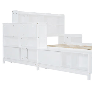 English Elm Full Size Wooden Platform Bed With Desk, Storage Drawers, Usb Ports, Nightstand & Modern Design N820S00029K