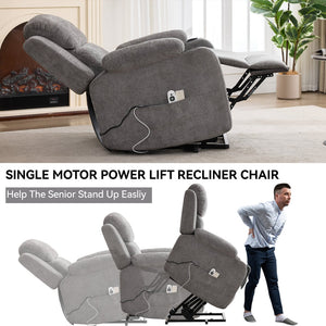 English Elm Infinite Power Lift Recliner with Massage Heat Usb Port and Cup Holders for Seniors W5029P388738