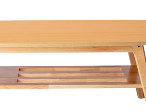 English Elm Nilda Two-tone Oak Coffee Table with Walnut Top and Dual Open Storage Shelves Natural B2749P413293