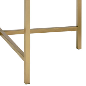 English Elm Oak Coffee Table With Elegant Gold Accents, Round Tray Top, Modern Design For Living Spaces B062P181359