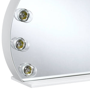 English Elm Alma Hollywood Vanity Mirror White Frame with Exposed Bulb Sockets for Bedroom Walls B2726P445768