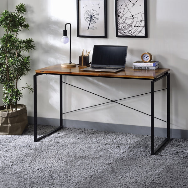 English Elm Metal Frame Writing Desk with Minimalist Design 47"W x 22"D x 28"H — Compact Laptop Table for Home Office Black,Oak 26 L x 58 W x 3.5 H B2741P326183