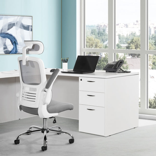 OSP Home Furnishings Mesh Back Ergonomic Office Chair with Lumbar Support Headrest and Chrome Base EMW60020CHR-2