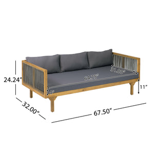 English Elm 2-piece Outdoor Acacia Patio Sofa Set with Rope Back and Round Coffee Table Dark Grey,Grey,Teak N770P354675A_N770P234486F