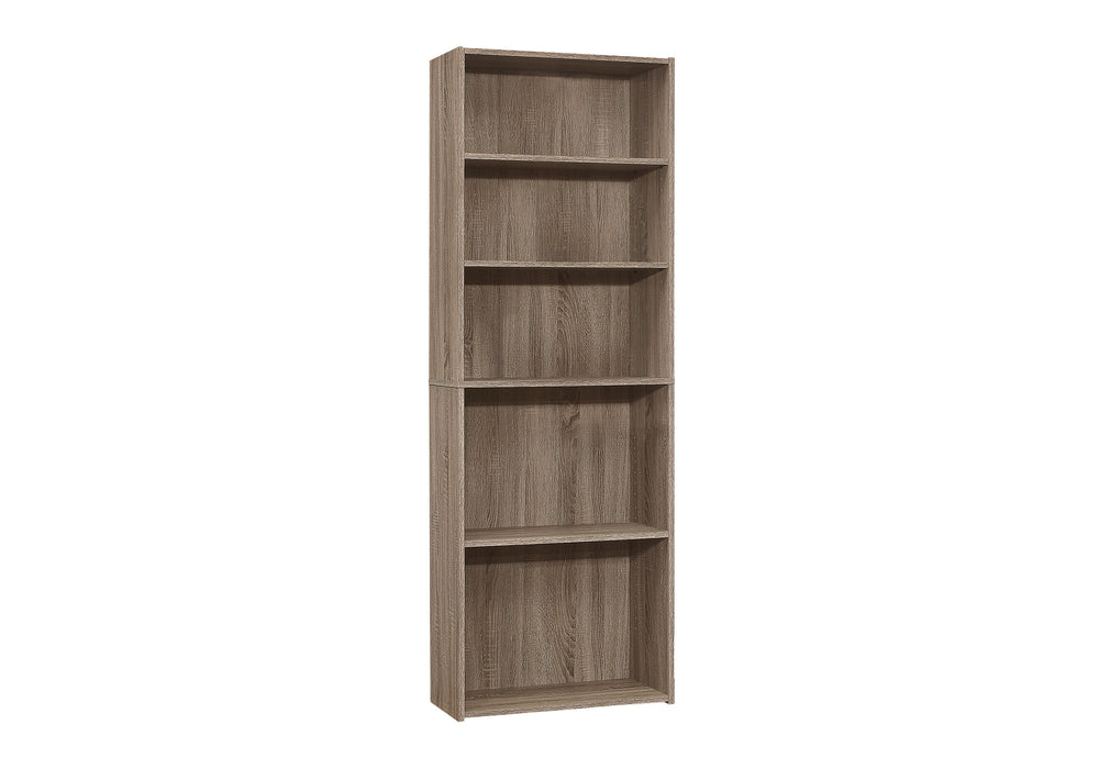 English Elm Bookshelf, Six Tier Tall White Laminate Unit for Home Office or Bedroom Storage B2710P219785