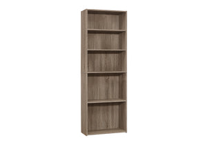 English Elm Bookshelf, Six Tier Tall White Laminate Unit for Home Office or Bedroom Storage B2710P219785