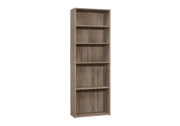 English Elm Bookshelf, Six Tier Tall White Laminate Unit for Home Office or Bedroom Storage B2710P219785