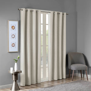 JLA Home SunSmart - Printed Heathered Blackout Grommet Top Curtain Panel — Energy-Saving Textured Slub Fabric, Noise-Blocking Privacy Taupe SS40-0032