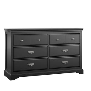 English Elm Bristol Six Drawer Bedroom Dresser with Smooth Metal Slides and Classic Black Finish B2733S00014