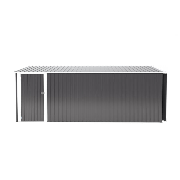English Elm Campcraft Galvanized Steel Outdoor Storage Shed with Lockable Doors and Four Air Vents Dark Gray W1598S00022