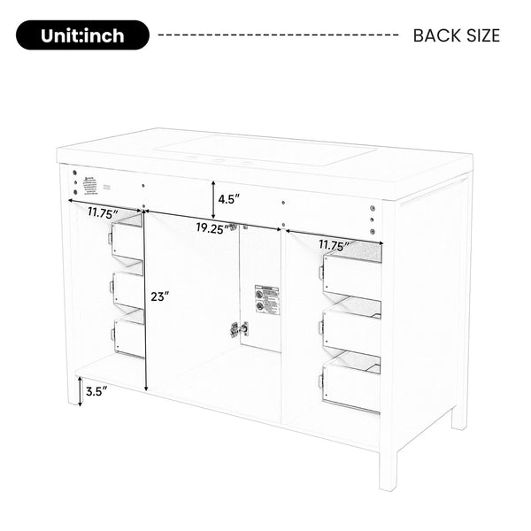 English Elm Christopher Knight Home® - 48" Bathroom Vanity with Sink Combo | 2 Doors 8 Soft-Close Drawers, Resin Top, Pine Legs Black N759S337621B