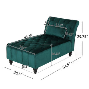 English Elm Chaise Lounge Velvet Upholstered Accent Chair with Birch Legs for Living Room Decor N776P412298T