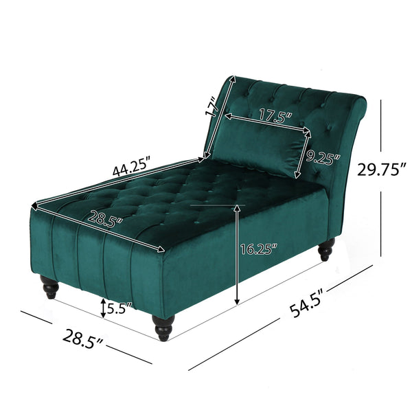 English Elm Chaise Lounge Velvet Upholstered Accent Chair with Birch Legs for Living Room Decor N776P412298T