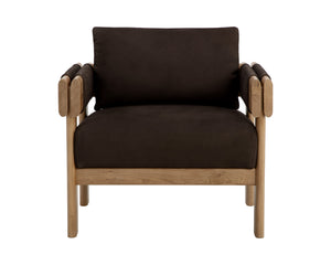 Sunpan Carmichael Lounge Chair - Handcrafted Solid Oak & Top Grain Leather for Modern Elegance and Comfort Nubuck Cocoa Leather
