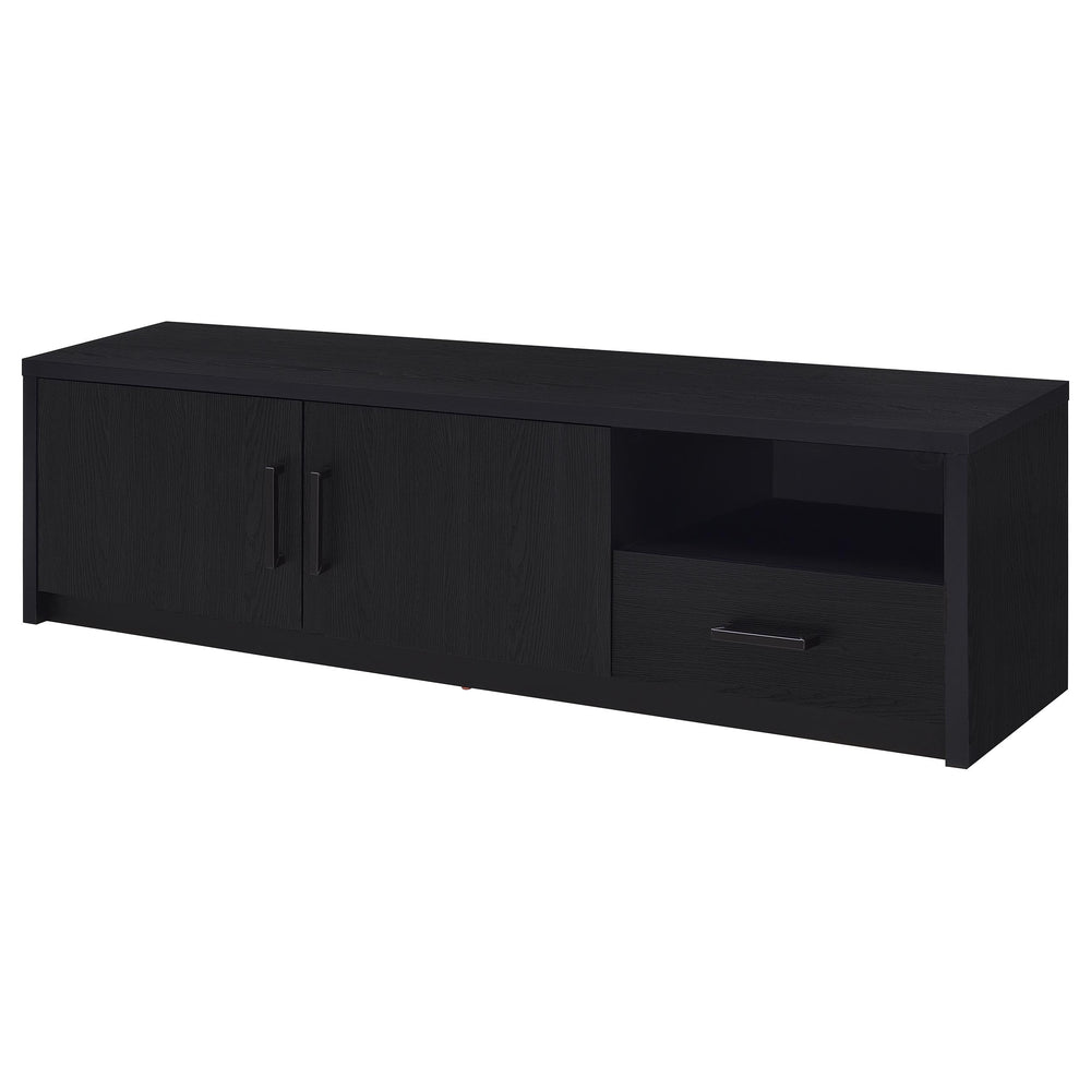 English Elm Ian Modern Black TV Stand Console with 2 Doors, Drawer & Shelf — Storage Media Center for 70" TVs B062P378249