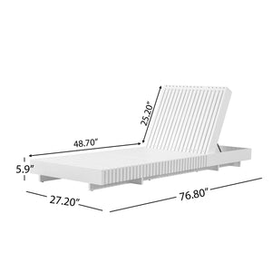 English Elm Modern Acacia Wood Outdoor Chaise Lounge Slatted Reclining Poolside Sun Chair N770P281696W