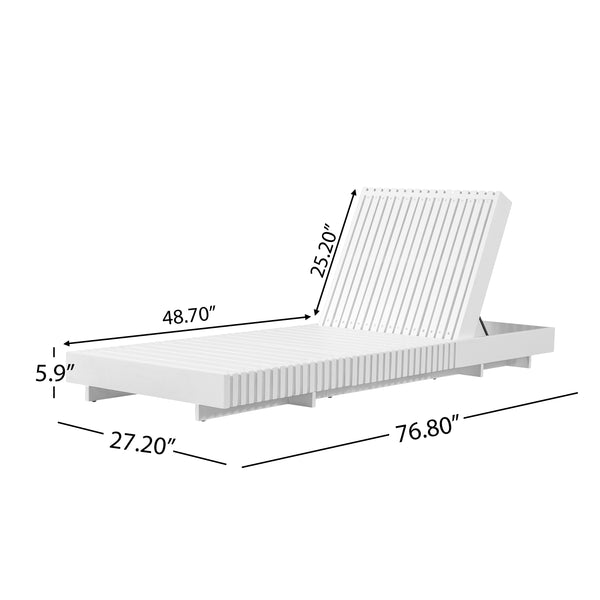 English Elm Modern Acacia Wood Outdoor Chaise Lounge Slatted Reclining Poolside Sun Chair N770P281696W