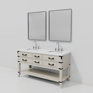 English Elm White Oak Double Bath Vanity Set With Cultured Marble Top, Chrome Faucet, And 28" Mirrors Included B2731S01892-GIGA