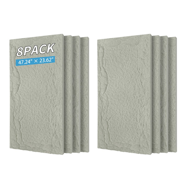 English Elm 3d Faux Stone Pu Wainscoting Panels Lightweight Waterproof Interior Accent Wall Set Light Gray W347P478067