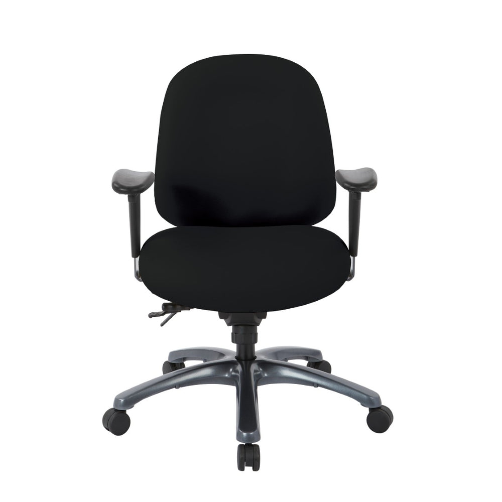 OSP Home Furnishings Multi-function Ergonomic Mid Back Office Chair with Lumbar Support and Titanium Base Black 8512-R107
