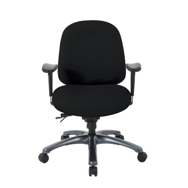 OSP Home Furnishings Multi-function Ergonomic Mid Back Office Chair with Lumbar Support and Titanium Base Black 8512-R107