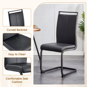 English Elm Table and Chair Set 9 Piece Black Marble Mdf Dining with 8 Pu Leather Seats W1151S03924