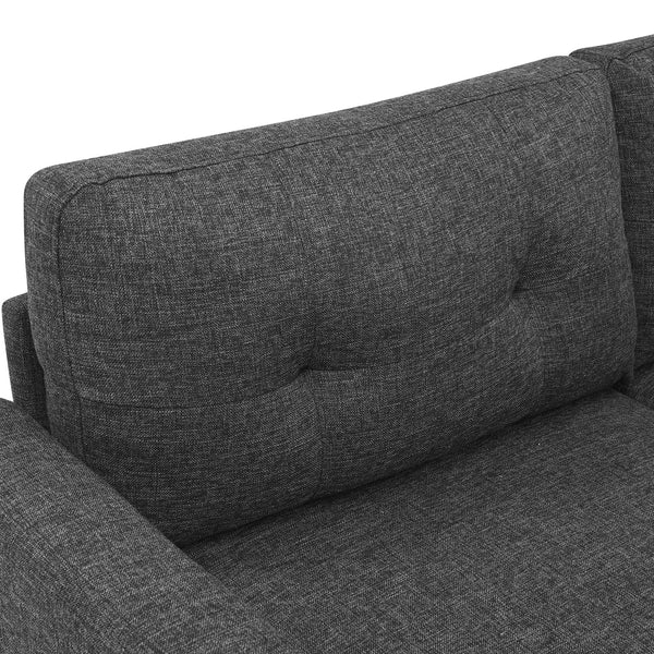 English Elm 67.7" Tufted Button Mid-century Loveseat with Splayed Wood Legs for Living Rooms B355P428571