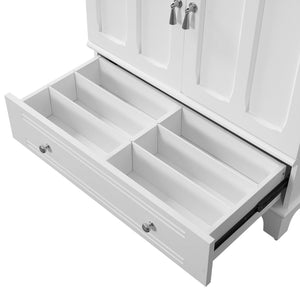 English Elm 30" Modern Bathroom Vanity with Ceramic Sink, Solid Wood Frame, Soft-Close Drawer & Adjustable Shelf White N710P293306K